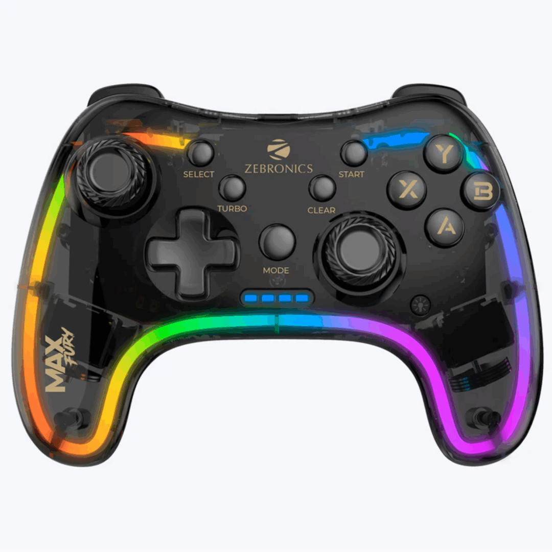 Zeb Max Fury Transparent RGB LED Illuminated Wired Gamepad