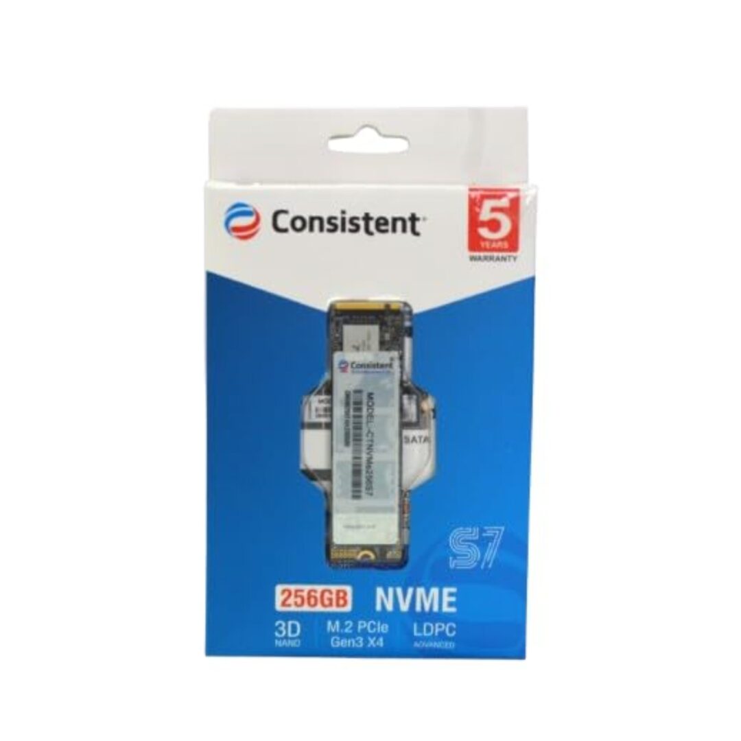 Consistent 256GB NVMe PCIe M.2 SSD with SLC Cache – Up to 2200MB/s