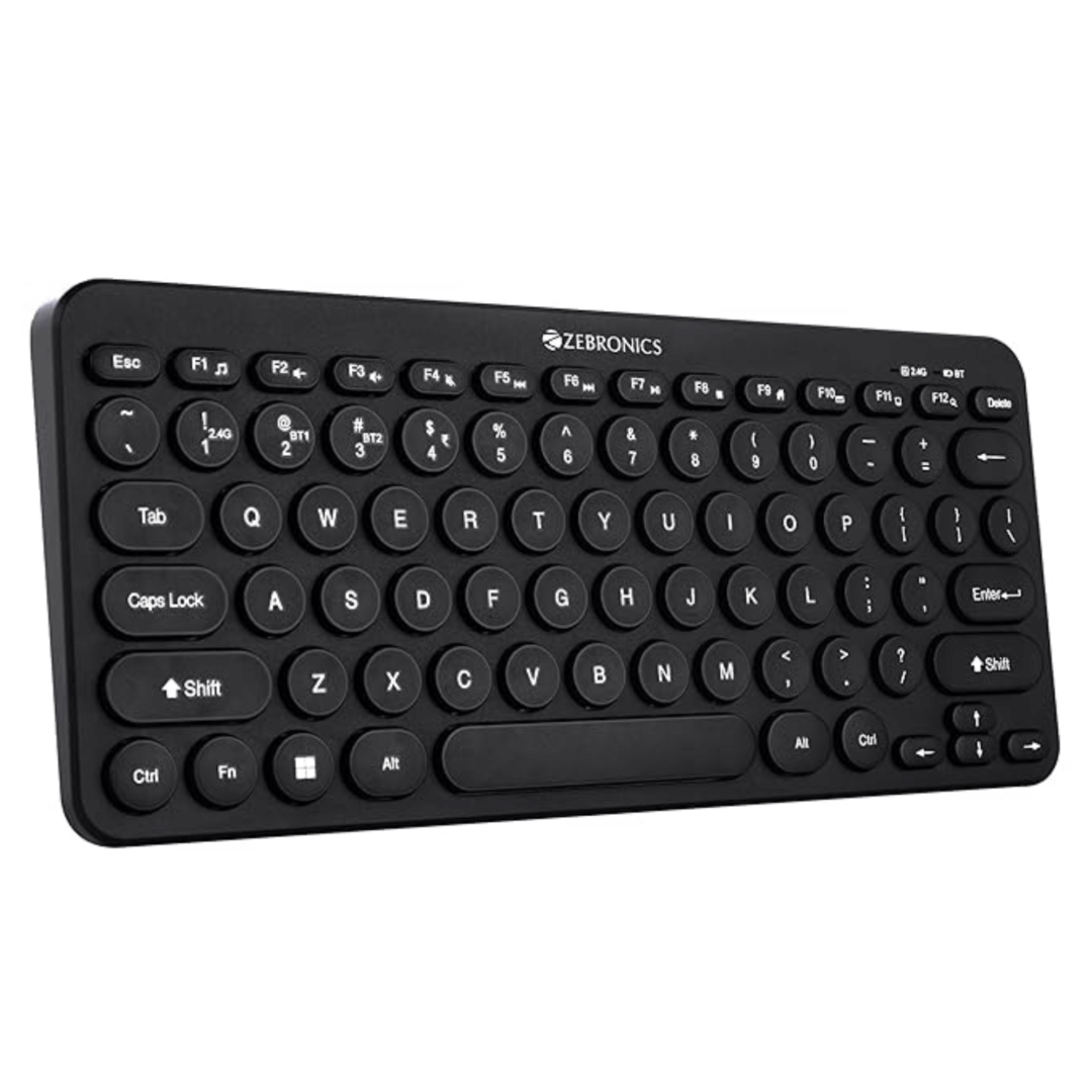 ZEBRONICS K4000MW Wireless Keyboard – 78 Keys, Dual Bluetooth + 2.4 GHz, Minimalist Design