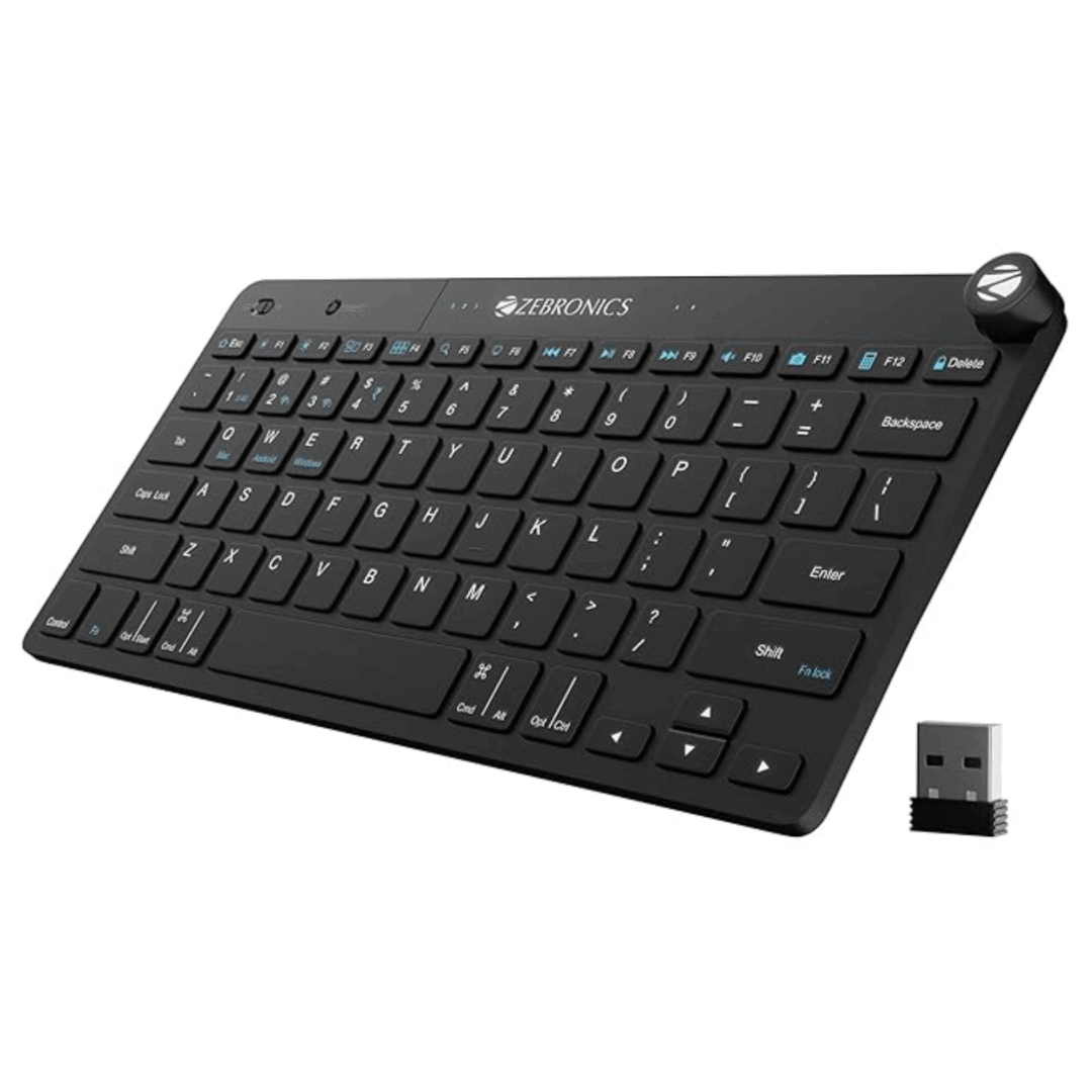 ZEBRONICS Keypad X1 Wireless Bluetooth Keyboard – Dual BT + 2.4 GHz, Scissor Switches, Media Control Knob