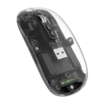 ZEBRONICS Sheer Rechargeable Wireless Mouse – Dual Mode, Silent, Transparent RGB Design (Black)