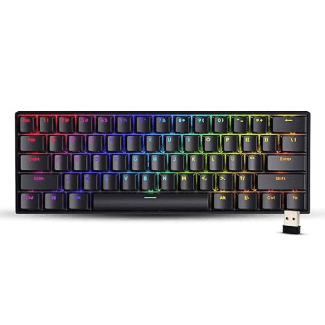 ZEBRONICS Zeb-MAX NINJA 61 Wireless Mechanical Keyboard – 3-Mode, 61 Keys, RGB, Rechargeable (Black)