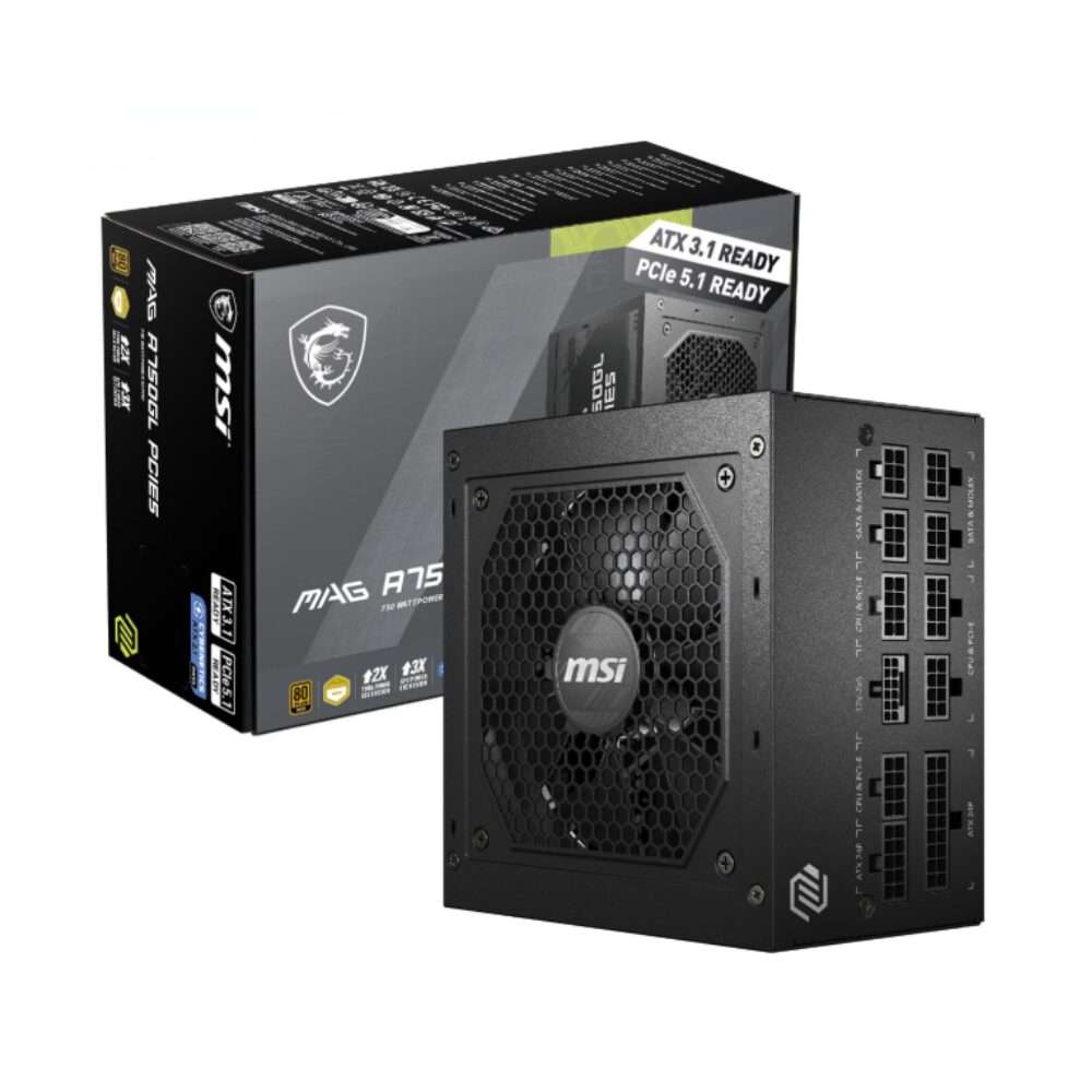 MSI MAG A750GL PCIE5 750W 80 Plus Gold Fully Modular Power Supply